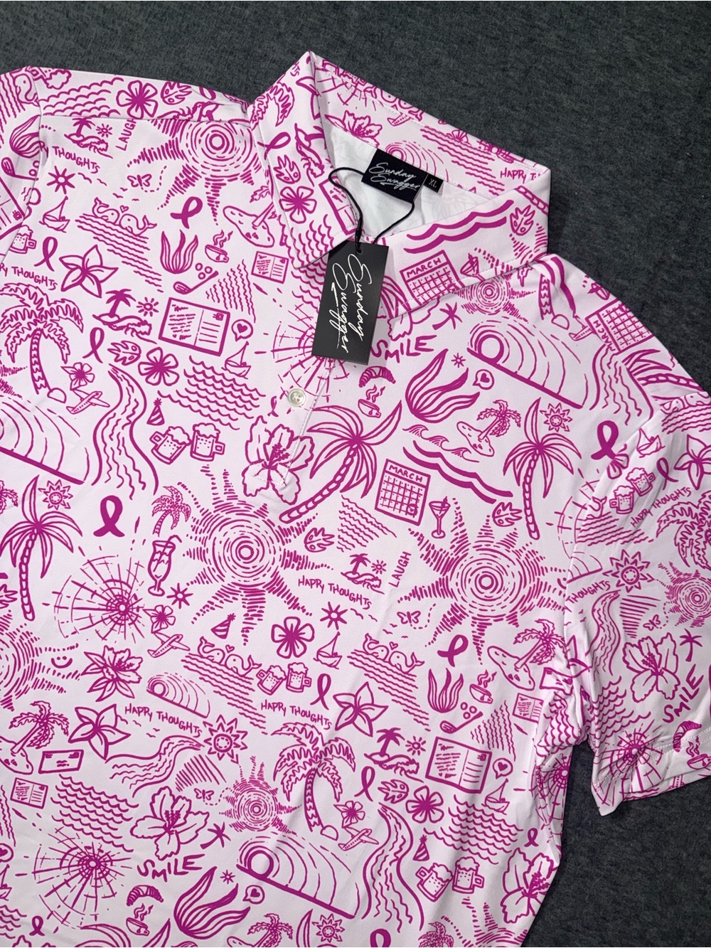 Sunday Swagger Mens Golf Polo Happy Thoughts